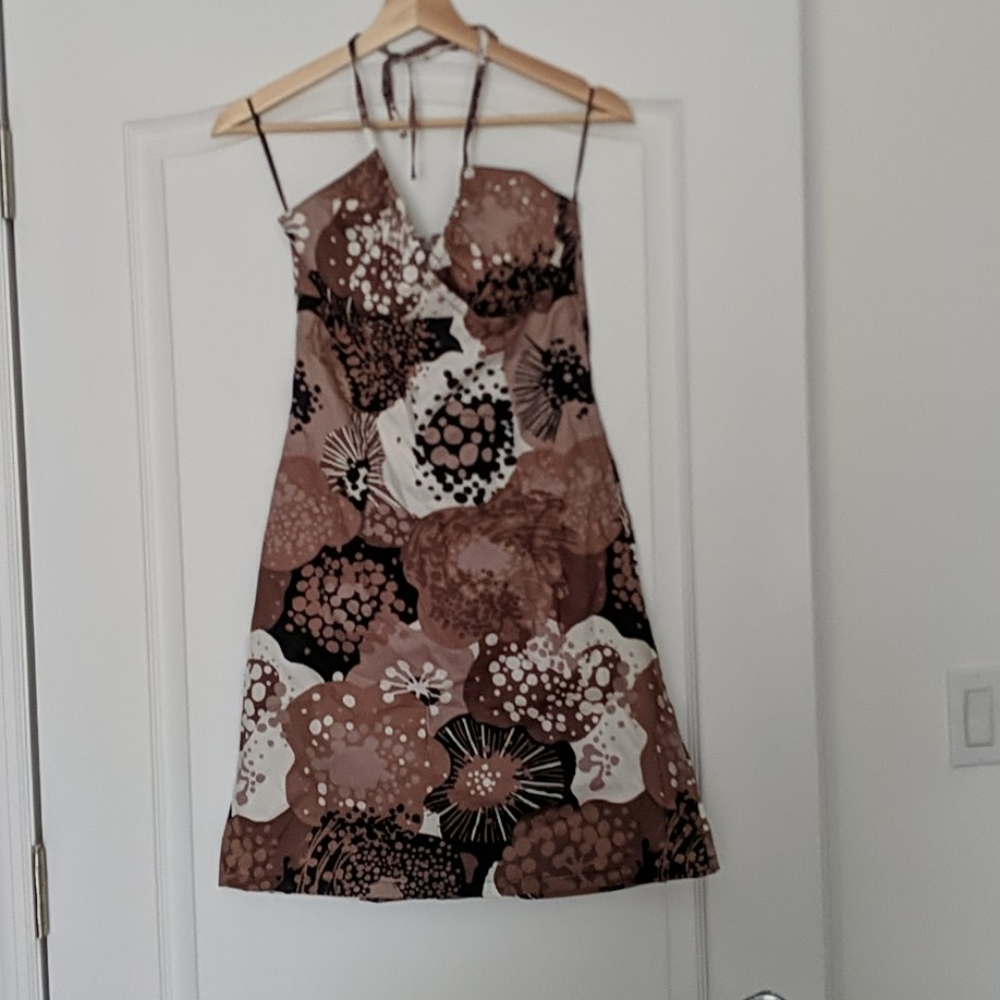 Linen halter patterned dress